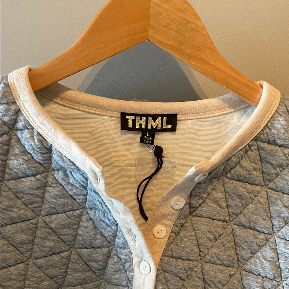 THML Light Grey Quilted Sweatshirt - Picture 6 of 9